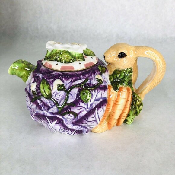 New Silvestri Whispering Garden Collection Tea Set Elaine Voghelle Bunny Teapot - Picture 2 of 12